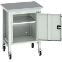 Bott verso werkbank, linoleumblad, 1 deur &amp; 1 plank, B 700 x D 600 x H 930 mm, lichtgrijs