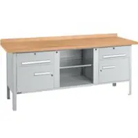Schäfer Shop Box-type werkbank PW 200-0 - beuken multiplex blad - tot 750 kg - B 2000 x D 700 x H 840 mm - blank aluminium