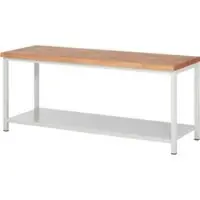 RAU Werkbank serie 8000, vast, plaatstalen legbord, B 2000 x D 700 x H 840 – 1040 mm