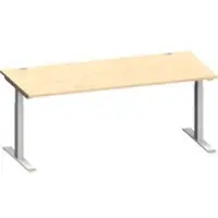Schäfer Shop bureau MODENA FLEX, rechthoekig, T-poot rechthoekige buis, B 1800 x D 800 x H 650-850 mm, ahorn/wit aluminium