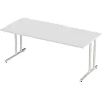 Schäfer Shop Desk COMBITEC, rechthoekig, C-poot, B 2000 x D 1000 x H 677-817 mm, aluminium lichtgrijs/wit