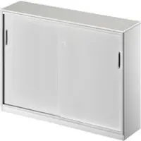 Schäfer Shop Schuifdeurkast TETRIS SOLID, 3 ordnerhoogten, middenwand, B 1600 x D 413 x H 1170 mm, lichtgrijs/blank aluminium
