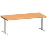 Schäfer Shop bureau MODENA FLEX, T-poot ronde buis, B 2000 x D 1000 mm, beuken/wit aluminium