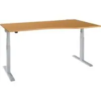 Schäfer Shop Bureau ERGO-T 2.0 - elektrisch in hoogte verstelbaar - vrije vorm aanbouw rechts - B 1800 x H 715-1205 mm - T-voet blank alu - beuken decor - ons merk
