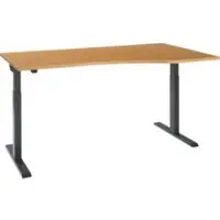 Schäfer Shop Bureau ERGO-T 2.0 - elektrisch in hoogte verstelbaar - vrije vorm aanbouw rechts - B 1800 x H 715-1205 mm - T-voet antraciet - beuken decor - ons merk