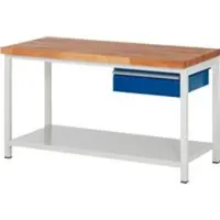 RAU Werkbank serie 8001, vast, in hoogte verstelbaar, B 1500 x D 700 x H 840-1040 mm