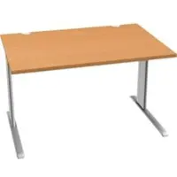Schäfer Shop Desk PLANOVA BASIC, rechthoekig, C-voet, B 1200 x D 800 x H 717 mm, beuken/wit aluminium + kabelgoot