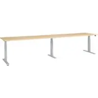 Schäfer Shop ERGO-T 2.0 Big desk, elektrische hoogteverstelling, rechthoekig, T-voet, B 3600 x D 800 x H 640-1300 mm, ahorn/wit aluminium