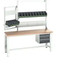 Bott cubio system werkbank, met laden, steun en zwenkramen, beuken multiplexplaat, tot 800 kg, B 2000 x D 750 mm, lichtgrijs
