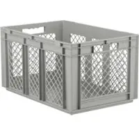 Ssi Eurobox serie EF 6321, van PP, inhoud 63,7 l, geperforeerde wanden, grijs, open handgreep