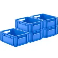 Ssi Euro Box EF 4170, 15,7 l, geperforeerde handgreep, zonder deksel, polypropeen, blauw, 5 stuks
