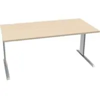 Schäfer Shop Desk PLANOVA BASIC, rechthoekig, C-voet, B 1600 x D 800 x H 717 mm, ahorn/wit aluminium + kabelgoot