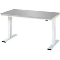 RAU werktafel Adlatus, elektrisch in hoogte verstelbaar, 25 mm MDF-plaat met roestvrijstalen coating, tot 300 kg, B 1500 x D 800 x H 720-1120 mm, zilver/lichtgrijs