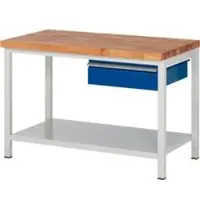 RAU Werkbank serie 8001, vast, in hoogte verstelbaar, B 1250 x D 700 x H 840-1040 mm