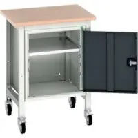 Bott Verrijdbare werkbank verso, multiplexplaat, 1 deur & 1 legbord, wielen, B 700 x D 600 x H 930 mm, RAL 7035 lichtgrijs / antracietgrijs