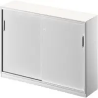 Schäfer Shop Schuifdeurkast TETRIS SOLID, 3 ordnerhoogten, 2 legborden, B 1600 mm, 19 mm afdekplaat, wit/blank aluminium