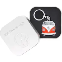 Brisa VW Collection - Volkswagen geëmailleerde metalen sleutelhanger-ring sleutelaccessoire in T1 Bulli Bus-design (voorkant/oranje)
