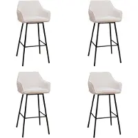 Bronx71 Scandinavische barkruk Andor gerecyclede stof off white 65-78 cm - Barkrukken set van 4 - barstoel