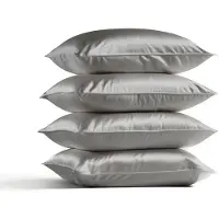 Silk Heaven 4x Zijden Kussensloop 50x70cm Licht Grijs Hotelsluiting 19 Momme - Kussensloop set - Luxe Silk Kussensloop 100% moerbei zijde - Zijde kussensloop - - 50x70cm / Hotelsluiting
