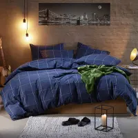MOODIT Dekbedovertrek Thor Ian Evening Blue Flanel-260 x 240 cm