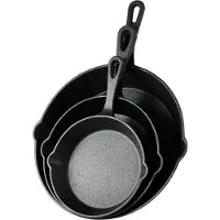 ISENVI Byron - Gietijzeren Pannenset - 16/20/26 cm - Geschikt voor BBQ & Inductie - 3 Delig - Skillet Pannen - Koekenpannen - PFAS, PTFE Vrij - Alle Warmtebronnen