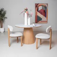 Giga Meubel Eettafel Alba Naturel Marmer 115cm Rond