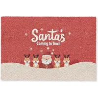 MuchoWow Deurmat 90x60 cm - Droogloopmat Illustratie - Kerstman - Rendieren - Rood - Mat voor binnen - Schoonloopmat - Deurmatten met print - Inloopmat