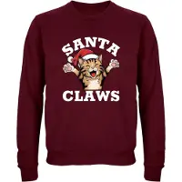 B&C Santa Claws trui - kersttrui - foute kersttrui - Unisex - Kerst - Christmas - Katten - Feestdagen - Grappige trui - Kerstman - Foute kerst - Donkerrood - Maat XXL