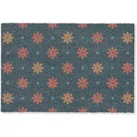 MuchoWow Deurmat 90x60 cm - Droogloopmat Patroon - Sneeuwvlokken - Blauw - Mat voor binnen - Schoonloopmat - Deurmatten met print - Inloopmat