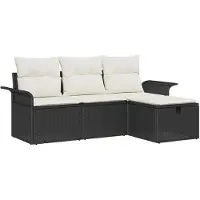 vidaXL Tuinbank Set 4 st Zwart en Crème poly rattan