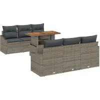 vidaXL Tuinbank Set 7 st Grijs Poly rattan
