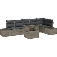 vidaXL Tuinbank Set 7 st Grijs poly rattan