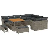 vidaXL Tuinbank Set 12 st Grijs poly rattan