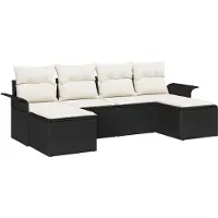 vidaXL Tuinbank Set 6 st Zwart poly rattan