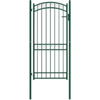 vidaXL Poort met gebogen bovenkant 102x136 cm staal groen
