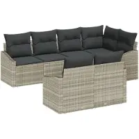 vidaXL Tuinbank Set 7 st Lichtgrijs poly rattan