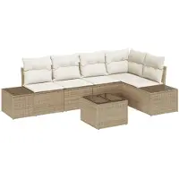 vidaXL Tuinbank Set met opslag Beige en Crème poly rattan
