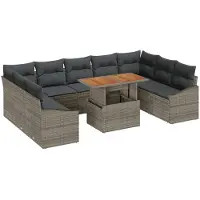 vidaXL Tuinbank Set 10 st Grijs en Bruin