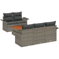 vidaXL Tuinbank Set 6 st Grijs poly rattan