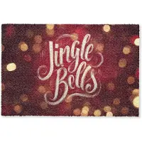 MuchoWow Deurmat 90x60 cm - Droogloopmat Jingle - Bells - Kerst - Rood - Mat voor binnen - Schoonloopmat - Deurmatten met print - Inloopmat