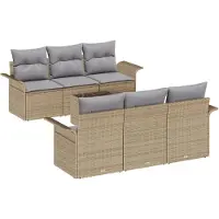 vidaXL Tuinbank Set 7 st Beige poly rattan