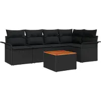 vidaXL Tuinbank Set 6 st 5-Aantal zitplaatsen Zwart poly rattan