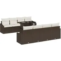 vidaXL Tuinbank Set 7 st Bruin en Crème poly rattan