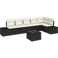 vidaXL Tuinbank Set met opslag Bruin en Crème poly rattan