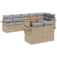 vidaXL Tuinbank Set 9 st Beige en Lichtgrijs poly rattan