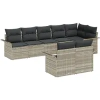 vidaXL Tuinbank Set 8 st Lichtgrijs poly rattan