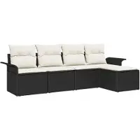 vidaXL Buitensofa 5 st Zwart poly rattan
