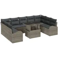 vidaXL Tuinbank Set 10 st Grijs poly rattan