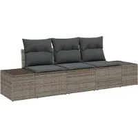 vidaXL Tuinset met 3 zitplaatsen, grijs, van polyrotan