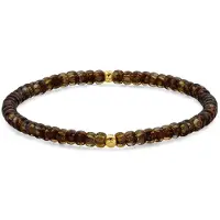 Frank 1967 7FB-0817 – – Heren Armband – Kralenarmband – Bruin – Goudkleurig – Gepolijst